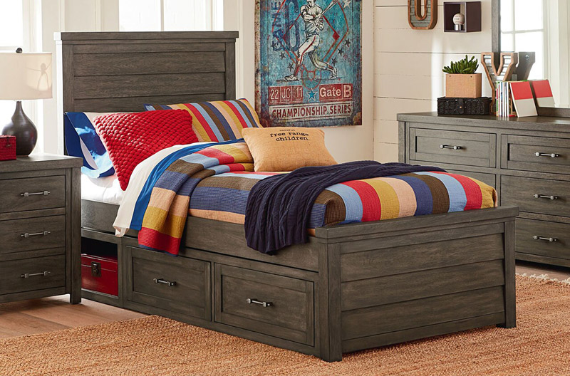 buckeye panel bed in twin size with storage drawers